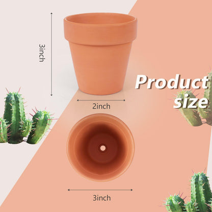 CUZZME 26 Pack Terra Cotta, 3inch Small Clay Flowerpots with Drainage Hole, Terracotta Pot for Indoor Outdoor Plant, Great for Plants, DIY Crafts