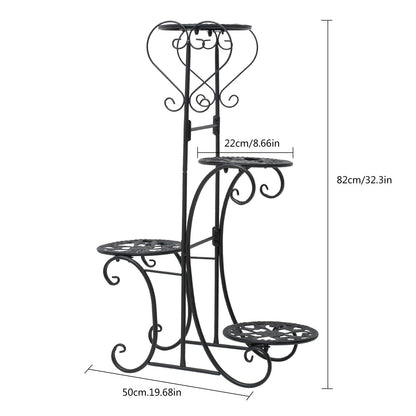 32inch Tall Metal Plant Stand Multi Tiered 4 Tier Multiple Flower Pots Holder Shelf Rack Display Stand Wrought Iron Planter Display Rack Potted Planter Shelves Organizer for Patio Balcony Garden