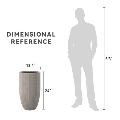 Kante 24 Inch Tall Round Concrete Planter, Large Indoor Outdoor Plant Pots with Drainage Hole and Rubber Plug, Modern Decorative Garden Pots for Home Patio Porch, Textured Weathered Concrete