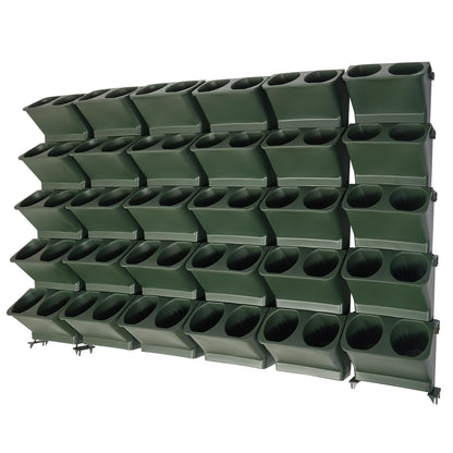 DYNAMI Wall Mounted Plant Holder with 30 Pots(60 Planting Holes), Green Vertical Wall Planters Self Watering Flower Pot Holders with Drainage Holes,for Indoor Outdoor Plants