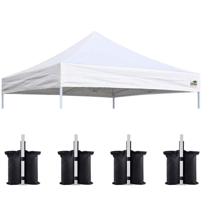Eurmax USA 10x10 Pop Up Canopy Replacement Top,Universal Instant Canopy Cover ONLY,Heavy Duty UPF 50+ UV Protection,Water & Wind Resistant Tarp,30+ Colors Available,Bonus 4 Sand Bags (White)