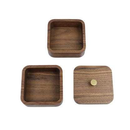 Pastlla 3.7x3.7x3.1 Inch Tray Box, Walnut Wooden Multi-Layer Storage Box, for Cleaning Tools, Toothpicks, Cotton Swabs, Jewelry Items, Rings, Earrings, Necklaces, Etc