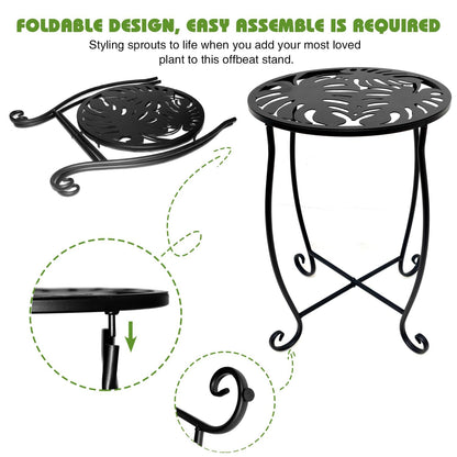 Small Side Tables for Small Space, 2 Pack Metal Outdoor Indoor Side Table, Weather Resistant Mini Metal Round Side Table Pool Chair Side Table for Patio Yard Porch Balcony Garden Bedside, Black