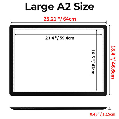 Zocelight Rechargeable A2 Light Pad 25.2" x 18.4",Magnetic Light Board for Diamond Painting,Physical Buttons,US Adapter,3 Colors,Stepless Dimming Light Box for Tracing, Light Table Sketching,Drawing