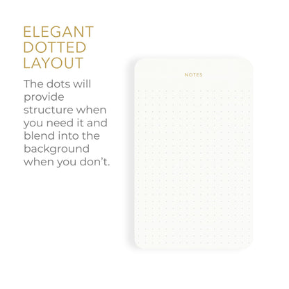 Pinesman - Elegant Desk Notepads for Professionals, Executive's Memo Pads, Minimalist, Gold Foiled, Dotted Layout, 3 Pack, 225 Sheets Total (75 Each), 6.3" x 3.9”, 80 GSM, Eco-friendly, FSC™ Certified Small Notepad