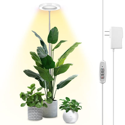 LBW Plant Grow Light, 72 LEDs Full Spectrum Grow Lights for Indoor Plants,Large Grow Lamp with 4/8/12H Auto Timer & 4 Dimmable Brightness, Height Adjustable, Ideal for Tall Plants,White