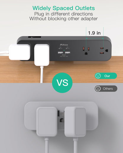PD30W Desk Clamp Power Strip, Desktop Mount Surge Protector, Fast Charging Station, 5Ft Extension Cord Desk Mount Shelf with 4 Outlets 4 USB Ports (2 USB C), Home Office Accessories Essentials, Black