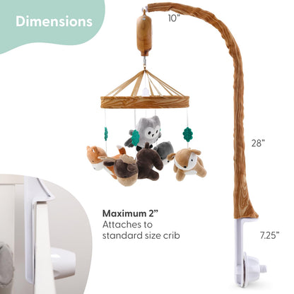 The Peanutshell Crib Mobile for Boys or Girls - Woodgrain Musical Baby Crib Mobile with 12 Lullabies, Whimsical Woodland Baby Whimsical Woodland Nursery Decor