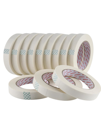 Lichamp Masking Tape for General Purpose Painting, 3/4 inch x 55 Yards x 12 Rolls (660 Yards Total), with Quick Opening Indications, Beige White