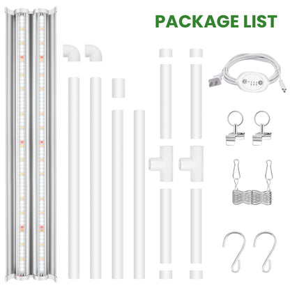 Wolezek Grow Lights for Seed Starting with 6/9/12H Timer, 2ft T5 144 LEDs Full Spectrum Grow Light Seedling with Stand for Indoor Plants, 32W High Output Seed Starter Light Kit, Height Adjustable