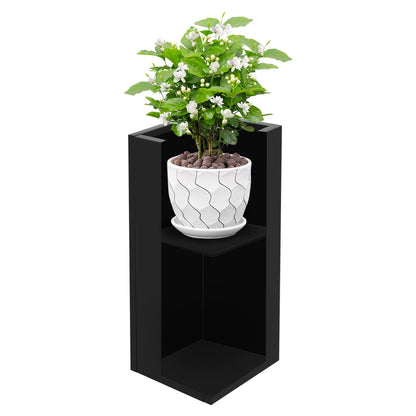 DYNAMI 30in Tall Planter Box,Steel Metal Rectangular Planter Box with Removable Shelf,Modern Decorative Black Metal Planter Flower Pot,for Indoor Outdoor Patio Garden (Black, 30x12x12in)