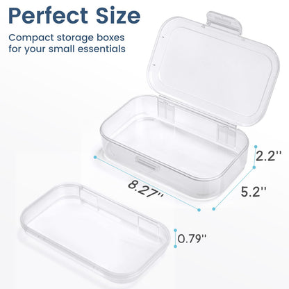 Sooez 6 Pack Pencil Box, Plastic Pencil Case Holder with Latch, Clear Crayon Box Marker Organizer, Large Craft Storage Boxes, Stackable Storage Containers for Art School Supplies