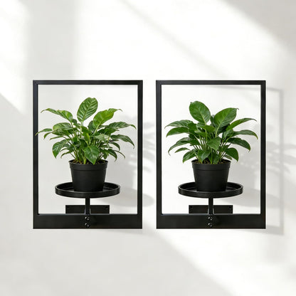 bbteroiu Picture Frame Wall Planters Set of 3, Modern Metal Hanging Shelves for Plants, Rustproof Wall Mount Flower Pot Holder for Indoor Outdoor, Decorative Plant Stand for Living Room Patio, White