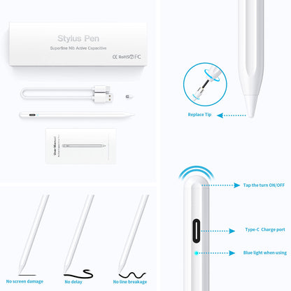 Stylus Pen for Touchscreen, Compatible for Android & iOS Phones/Tablet, Fast Charge Universal Stylus Pen for i-Phone, i-Pad, Tab A9+, High Sensitivity & Precision Stylist Pencil for Writing/Drawing