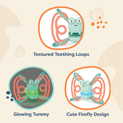 B. toys – Sensory Teether – Glowing Firefly Toy – Light – up Baby Toys – Interactive Teething Toy for Babies – 3+ Years Months – Spark Buddy