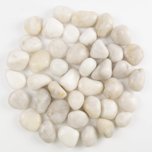 LOOIOOJ 20lbs River Rocks - 1-2Inch Decorative Rocks for Potted Plants, River Rocks for Aquariums, and White Rocks for Landscaping (Weight : 20 LB, White)