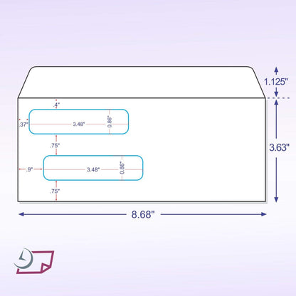NextDayLabels - Box of 500# 8 Self Seal Double Window Security Check Envelopes