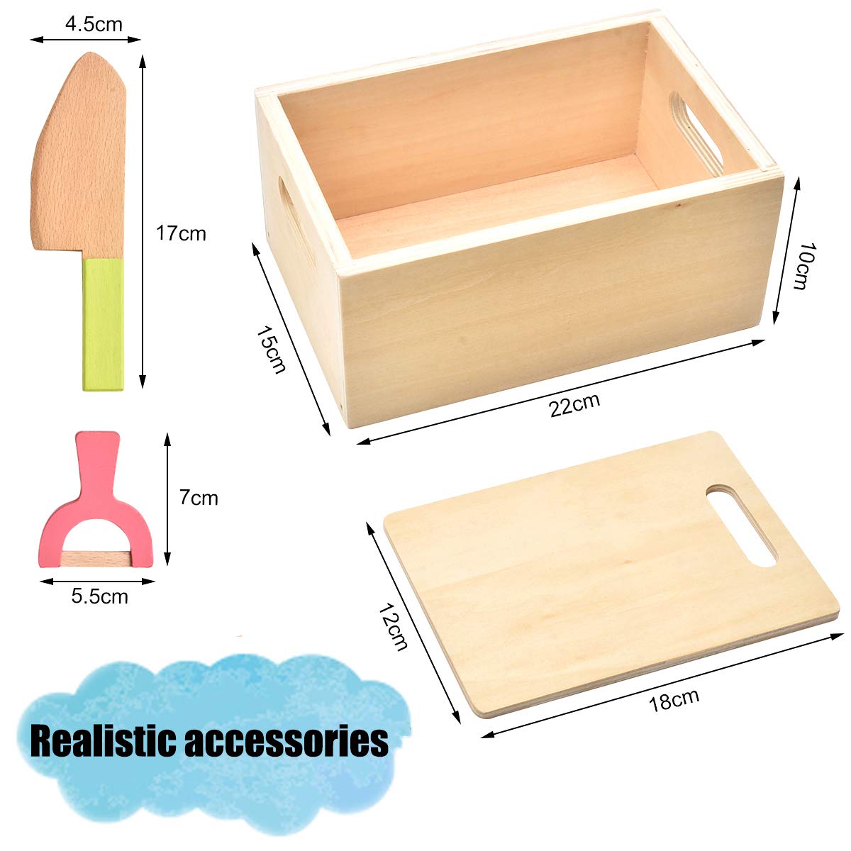 CARLORBO Wooden Play Food for Kids Kitchen - Toys Food Vegetables and Fruit for 2 Year Old Boys Girls Role Pretend Play Early Education Montessori Education