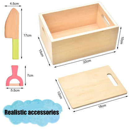 CARLORBO Wooden Play Food for Kids Kitchen - Toys Food Vegetables and Fruit for 2 Year Old Boys Girls Role Pretend Play Early Education Montessori Education