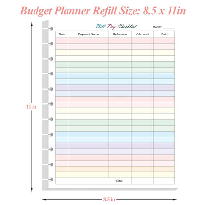 A4 TUL Bill Payment Checklist Refills - 50 Sheets/100 Pages Letter Size Monthly Budget Forms for 11-Disc Discbound Budget Planners, 8.5" x 11"