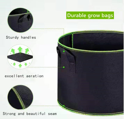 Niurui 5-Pack 25 Gallon Grow Bags Heavy Duty 320G Thickened Nonwoven Fabric Pots Plant Grow Bags with Handles,for Low Stress Plant Training Fruits, Vegetables, and Flowers(Black)