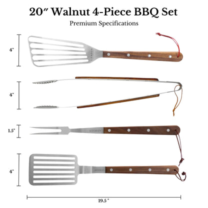 Lamson Premier 20" Walnut 4-Piece Deluxe BBQ Set