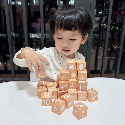 ANWoRLeT Wooden Blocks,28 ABC Building Blocks,Wooden Alphabet Baby Blocks,Counting & Building Block Set,Blocks Toys for 3+ Year Old,1.18inch,Gifts