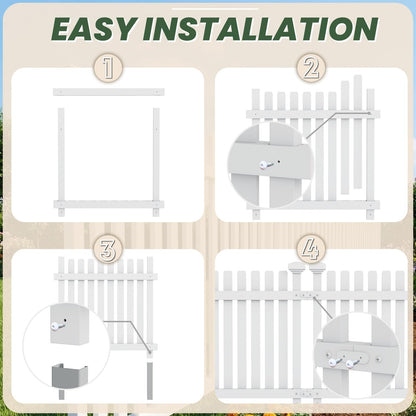 MELLCOM No Dig Garden Picket Fence, 3-Panel 24''W x 24''H Decorative Privacy Fence with Metal Stakes, Garden Fence Border for Backyard, Patio & Yard, White