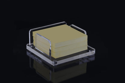 Kantek Clear Acrylic Sticky Note Dispenser, 3"x3" Note Pad Holder, 3.9" x 3.9" x 1.5", Office Memo Organizer, Desk Accessory