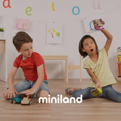 Miniland First Senses 6 Cubes, Soft Baby Building Cloth Fabric Blocks , Infants 9 Months to 18 Months, Toddlers Stack, Build, Sort, Safe Travel Toy, Patterns and Pictures, Carry Case Included