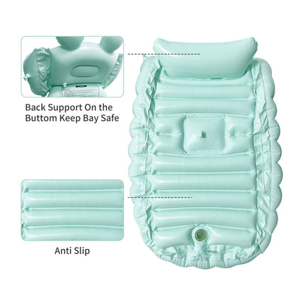 HotMax Inflatable Baby Bathtub Portable Travel Bath Tub for Infants to Toddler Foldable Non Slip Spa Tub with Air Pump (Green)