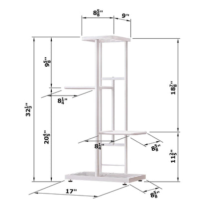 MTB Garden 4 Tier Metal Plant Stand for Indoor Outdoor Flower Pot Display Planter Shelf, White