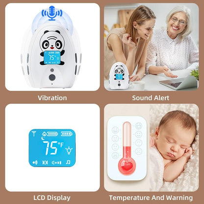 Audio Baby Monitor TimeFlys Mustang Panda, Both Unit Portable, Talk Back Intercom, Long Range up to 1000 ft, Temperature Monitoring and Warning, Lullabies, Vibration, LCD Display, Night Light