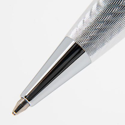 Conklin Herringbone Signature Ballpoint Pen Silver + Free Extra Black Gel Refill – Luxury Twist Pen Gift for Office, Writers, Professionals