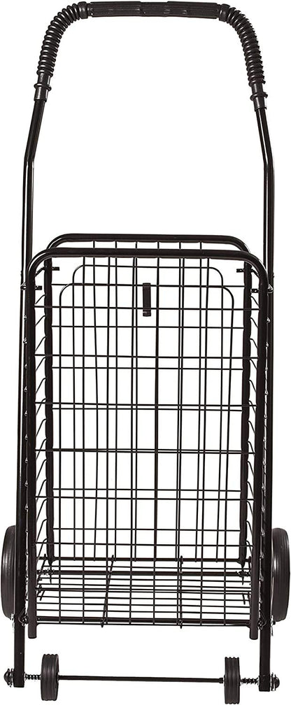 DMI Utility Cart with Wheels to be used for Shopping, Grocery, Laundry and Stair Climber Cart, Weighs 7.5 Pounds but holds up to 90 Pounds, Compact and Foldable, Black
