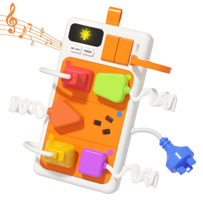 PANITU Plug Outlet Busy Board for 1 Year Old, Airplane Car Travel Toys for Baby, Montessori Power Strip Educational Toy with Light & Sounds, Best Gift for Toddlers 1-3