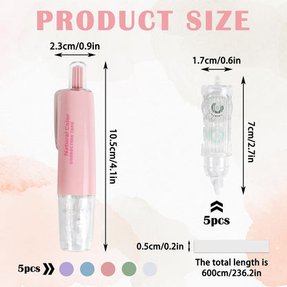 OT-NVWOZR 5pcs White Out Correction Tape with 5pcs Replacement Whiteout Tape, Retractable Correction Tape for School, Mini Cute Refillable White Out Tape Pens for Office Note Taking Supplies