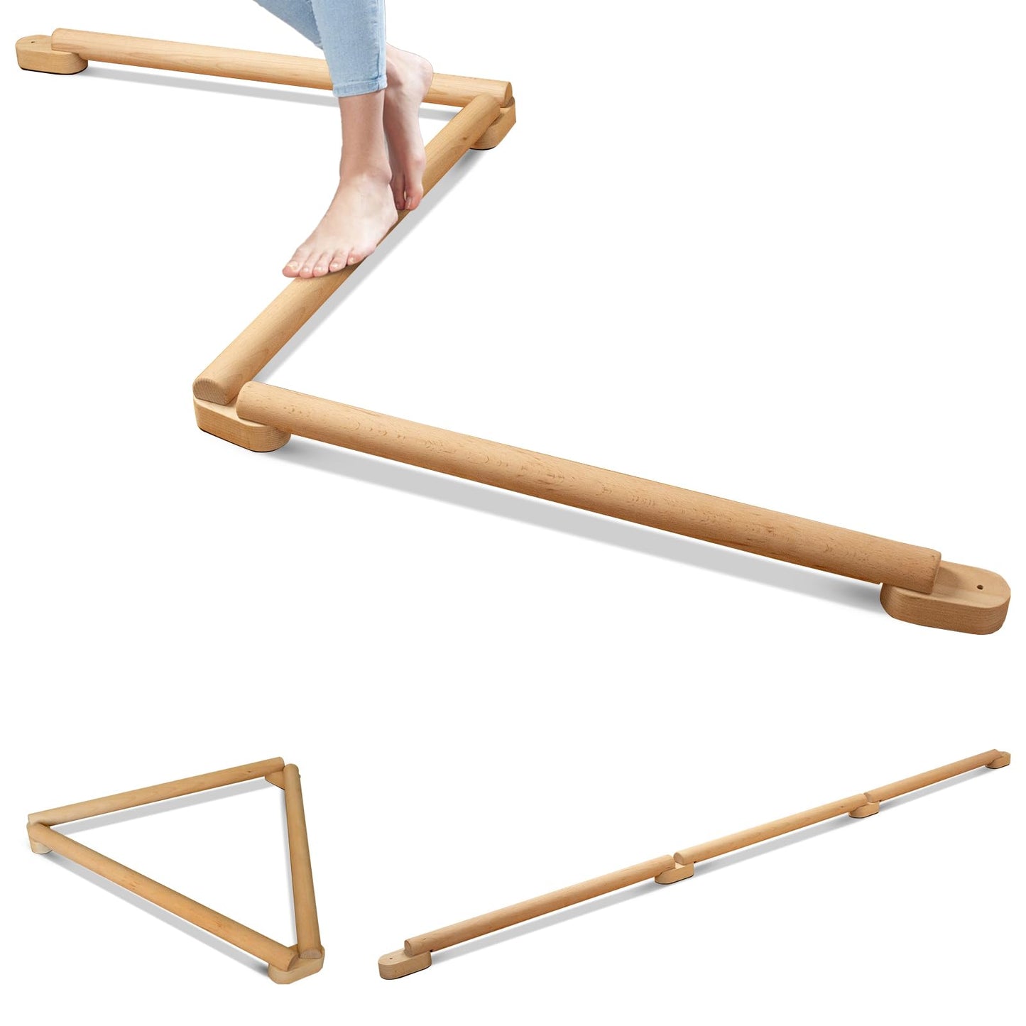 NIANRONGHUA 8 FT Adjustable Beech Wood Balance Beam for Indoor and Outdoor UseImprove Balance,Flexibility, Ankle Foot Strength for All Ages Physical Therapy for Plantar Fasciitis Relief