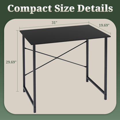 SageNest Computer Desk 32 Inch, Simple Home Office Desk Study Writing Table, Sturdy Metal Frame, Scratch-Resistant MDF Desktop for Bedroom Dorm Workspace Small Space, Black