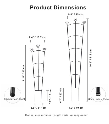 2 Pack Trellis for Climbing Plants Indoor, 31.5 Inch & 46.5 Inch Garden Plant Trellis for Climbing Plants Outdoor, Expandable House Plant Support for Pothos, Ivy, Monstera, Hoya, Black