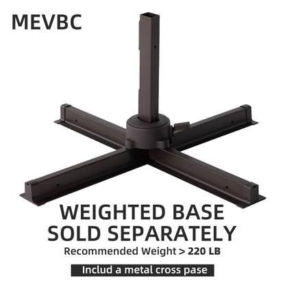 MEVBC 10 X 13 FT Cantilever Outdoor Patio Umbrella with LED Lights Large Heavy Duty 360° Rotation Double Top Offset Rectangular Umbrellas for Backyard Garden Pool Outside Deck, Navy