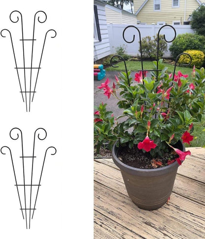 2 Pack 31 Inch Black Coated Wave Pot Metal Trellis Stakes for Climbing Plants Patio Plant Support for Outdoor,Rose, Vegetable Flower, Backyard