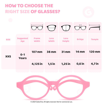 Geborilma Cute Baby Glasses 0-6 Months - XXS Round Infant Glasses with Strap - Clear Lens Newborn Spectacles
