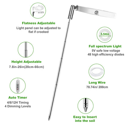 LORDEM Grow Light, Full Spectrum LED Plant Light for Indoor Plants, Height Adjustable Growing Lamp with Auto On/Off Timer 4/8/12H, 4 Dimmable Brightness, Ideal Small Pack of 3, Warm White