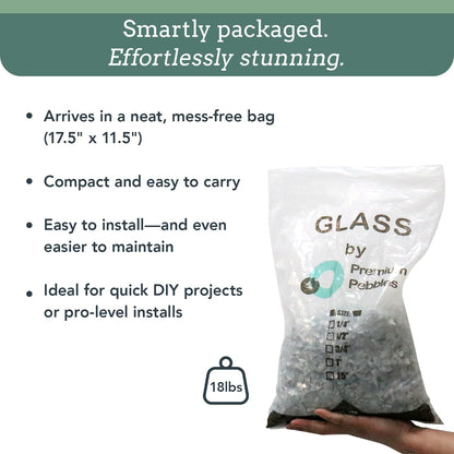 Fire Glass for Fire Pit - Clear - 0.5 Inch 18 lbs - High Luster Reflective Tempered Glass Rocks for Natural or Propane Gas Fireplace or Fire Pit (0.5 Inch - Ref. Clear, 18.00, Pounds)…