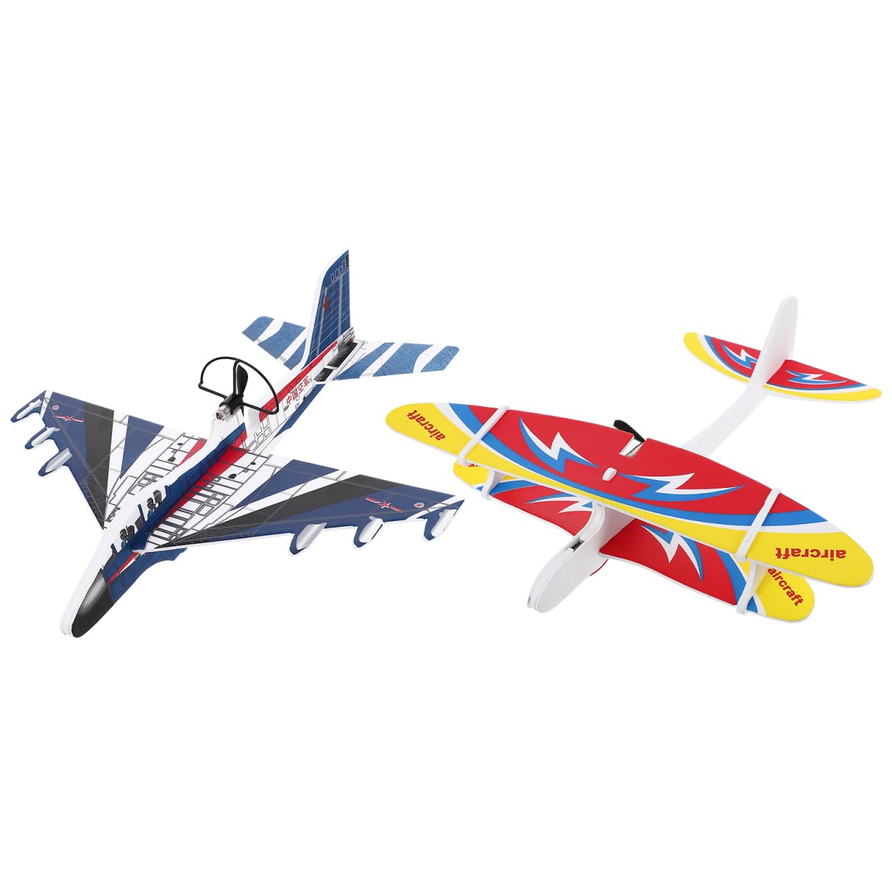 Totority USB Rechargeable Electric Foam Glider Planes 2Pcs with LED Lights, Hand Thrown Airplane Toys for Kids Boys Girls, Safe Durable Material, Perfect Outdoor Indoor Flying Fun Present