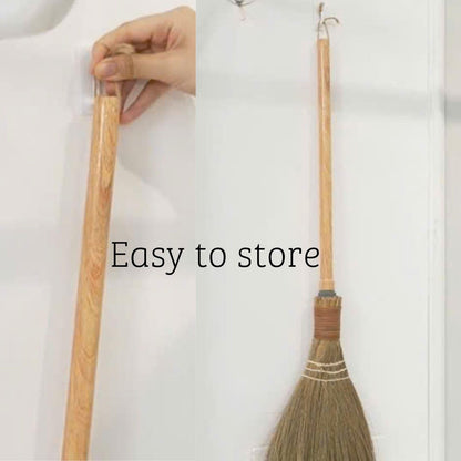 BMart Home Small Natural Whisk Sweeping Hand Handle Broom - Vietnamese Straw Soft Broom for Cleaning - Decoration Items - Indoor - Outdoor - 9.84'' Width, 27.95" Length