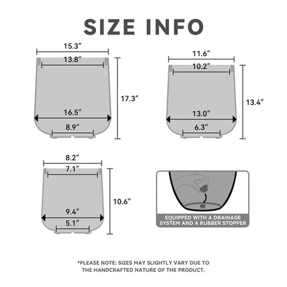 Kante 15.3"+11.6"+8.2" Dia Round Concrete Planter, Large Outdoor Indoor Planter Pots Containers with Drainage Holes and Rubber Plug for Home Garden Patio, Buff Concrete