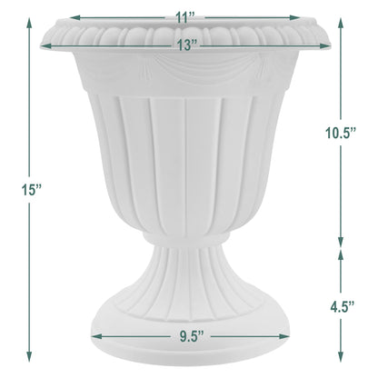 Arcadia Garden Products PL10CP Classic Traditional Plastic Urn Planter Indoor/Outdoor, 15" x 13", Brushed Copper