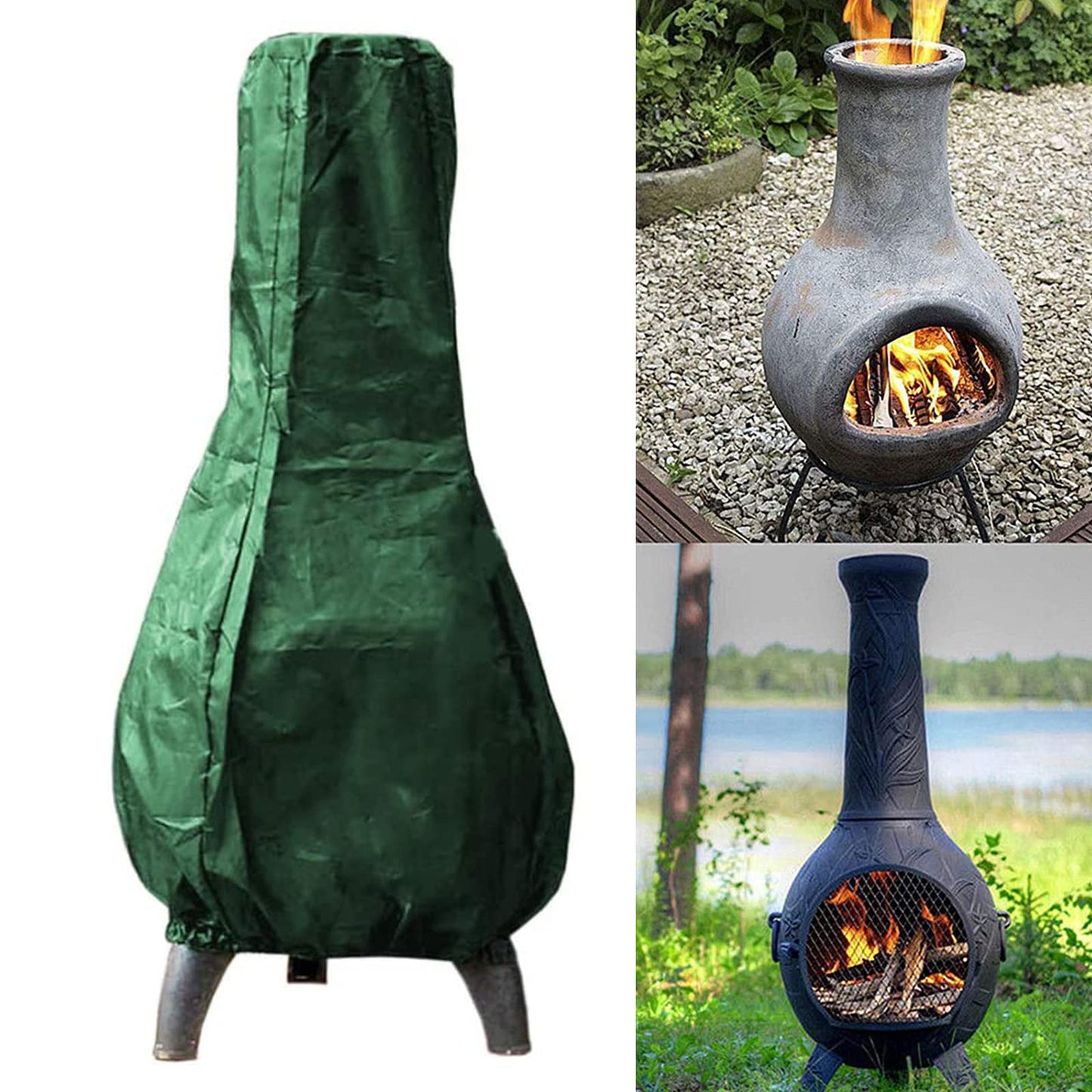Chiminea Covers Waterproof, Protective Fire Pit Heater Cover, Outdoor Patio Chiminea Caps, Outdoor Patio Chiminea Covers Durable Wood Burning Chimineas Covers for Clay Chiminea (Black)